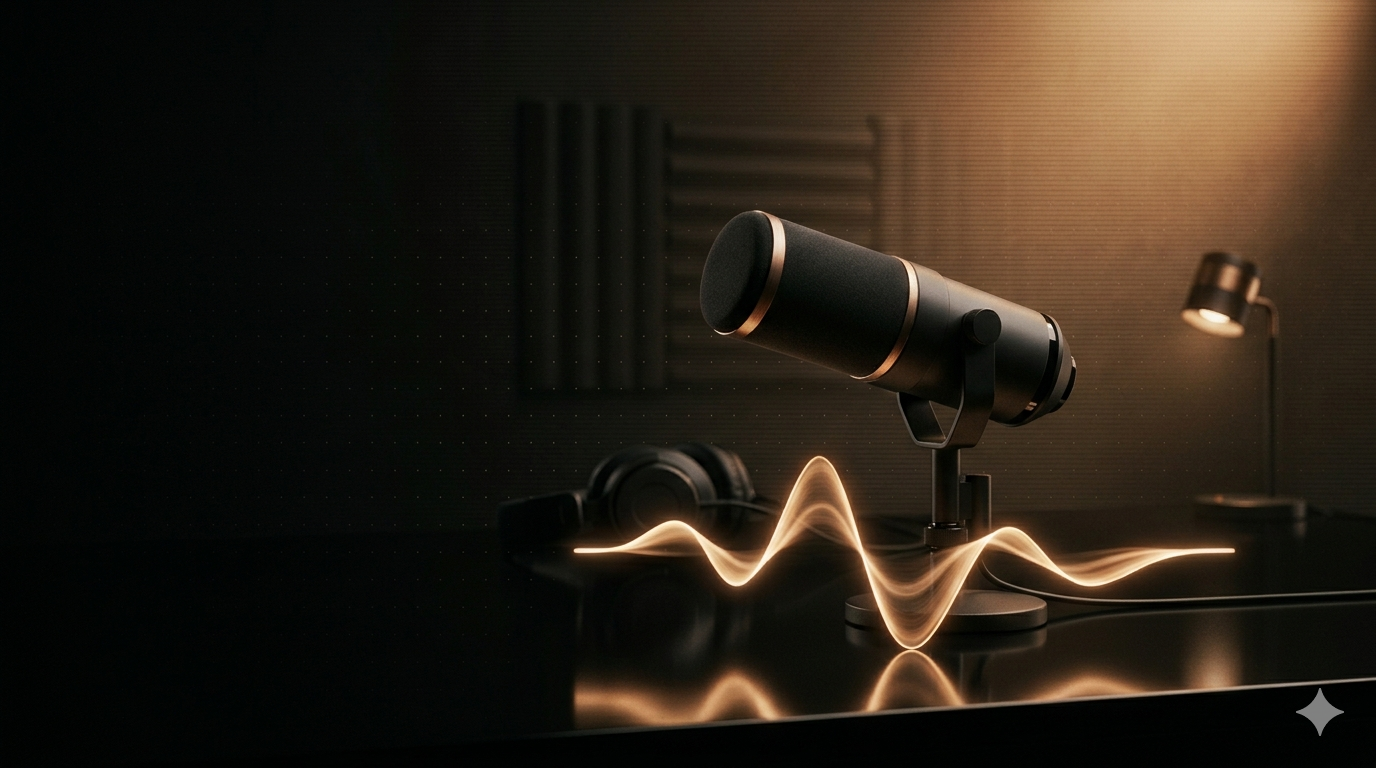 Illustration article : Comment créer un podcast avec l'IA en 2026 — Guide complet