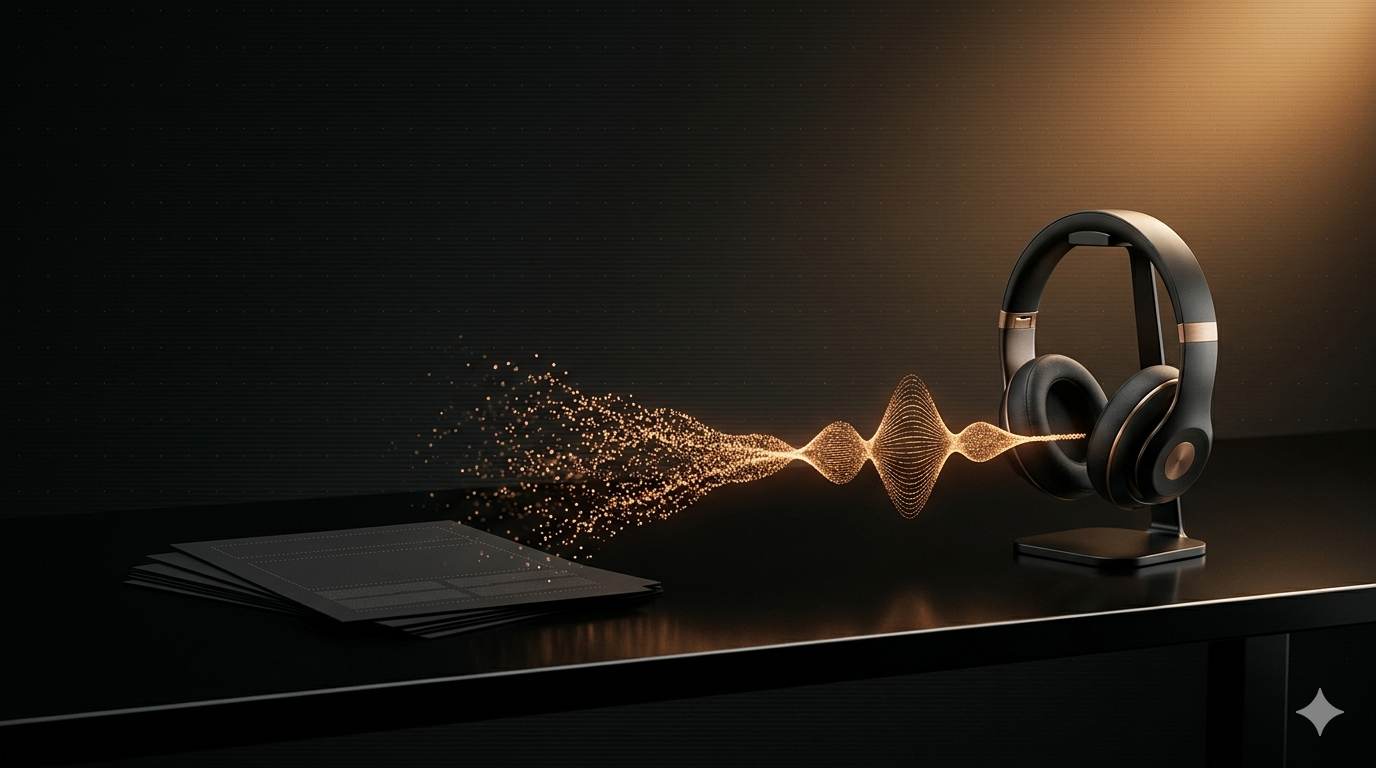Illustration article : Convertir un article en podcast IA en 2026 — Le guide complet